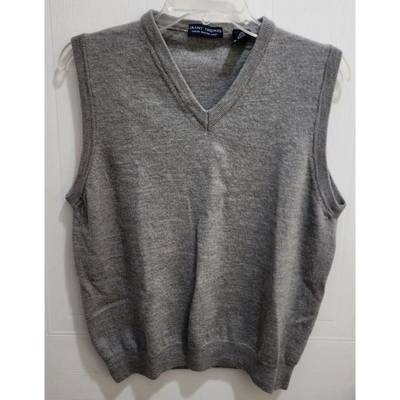Grant Thomas 100% Italian Merino Wool Vest Mens Size Medium Woolmark Gray - Picture 1 of 8